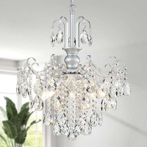Firedanz Crystal Chandelier Ceiling Pendant Light, Height Adjustable