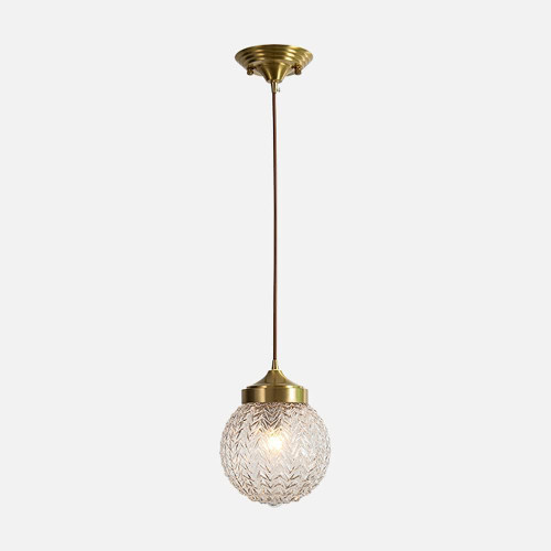 American Light Luxury Glass Chandelier E27 1-lamp - - Brass Ceiling Pendent Lamp Bedside Porch Long Line Luminaire Adjustable Indoor Lighting,for Hall