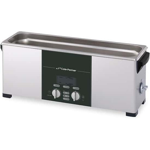 Cole-Parmer Ultrasonic Cleaner with Heat and Variable Power, 2 gal.: 120 VAC