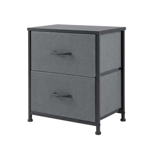 Nightstand with 2 Fabric Drawers, Bedside End Table for Bedroom Grey
