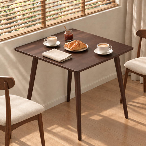 SILKYDRY Small Dining Table for 2, Square Kitchen Table w/Solid Wood Legs