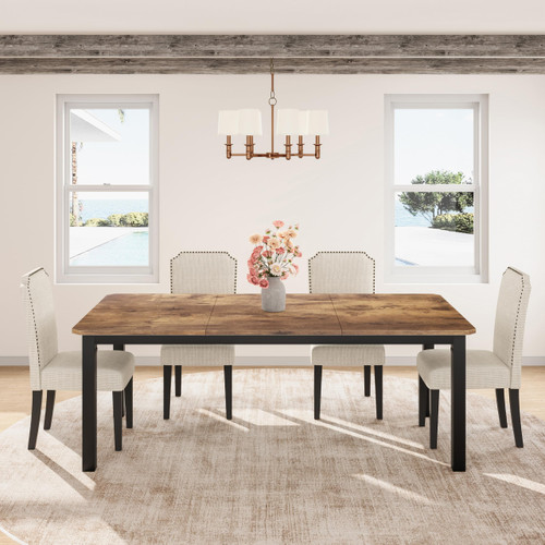 Homhougo 71" Industrial Rectangular Dining Table Frame, Legs Only for Dining Room