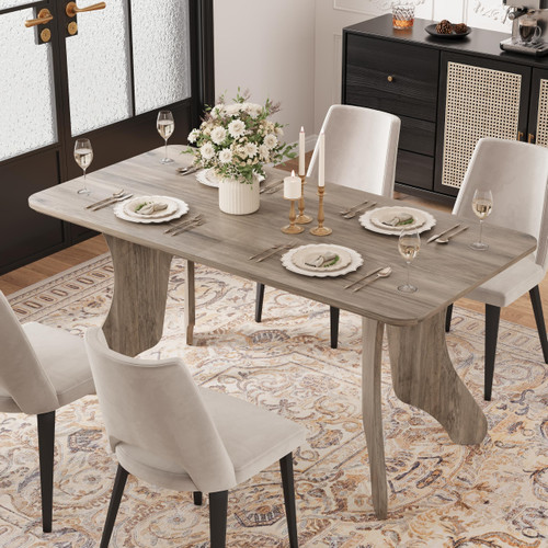 Garvee Antler-Shaped Dining Table for 4-6 People, Rectangular Kitchen Table