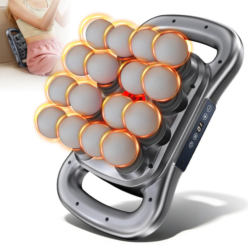 16 Head Massage Gun Deep Tissue, Back Massager with 9 Speed & Levels (Gray)