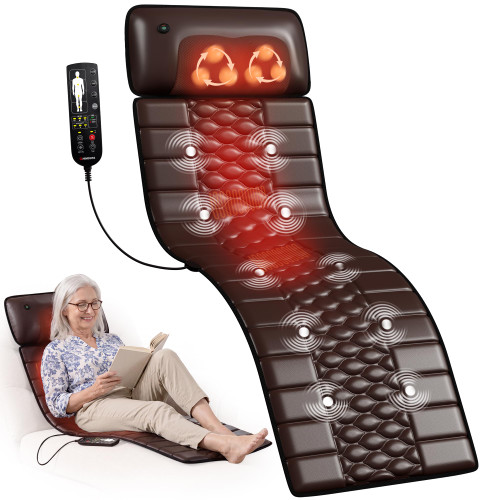 Full Body Massage Mat with Heat, Shiatsu Neck Massage Pillow 10 Vibrating