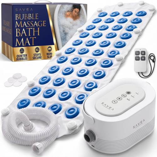 SAVEA Bubble Bath Massage Mat for Bathtub – Quieter Bubbles | Secure Suction Cups for Smooth Tubs | Adjustable Speed | Remote Control | Non-Slip | Portable Home Spa Massager for Women 2026