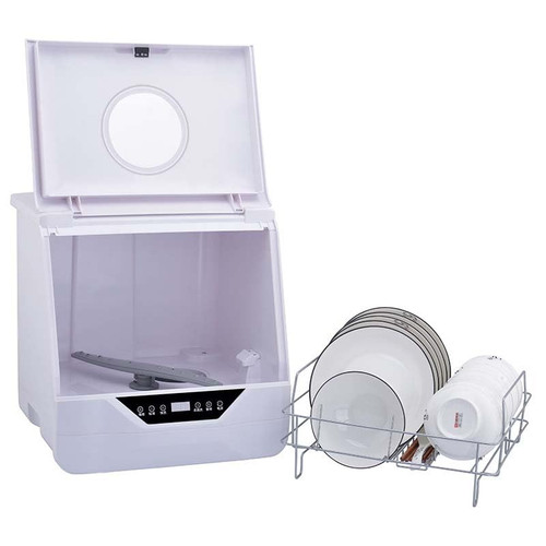 AGFKXO Counter Top Dishwasher Mini, 4 Washing Programs Countertop Dishwasher, 360° Rotating Spray Dish Washer, 75°C Hot Air Drying Counter Dishwasher,A