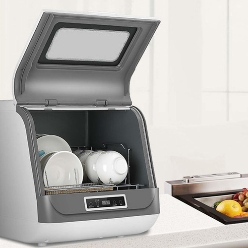 AGFKXO Counter Top Dishwasher Mini, 4 Washing Programs Countertop Dishwasher, 360° Rotating Spray Dish Washer, 75°C Hot Air Drying Counter Dishwasher,B