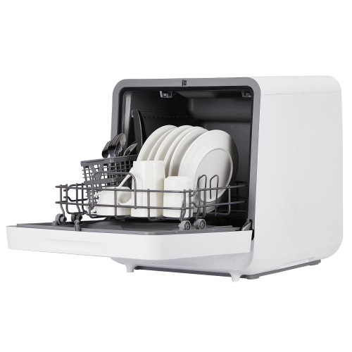 Portable Countertop Dishwasher – No Installation Needed, 2 in-1s Self-Priming & Dual Water Inlet Modes, 72℃ Hot Air Drying, Compact for Home, Apartment, RV Use with Large Display