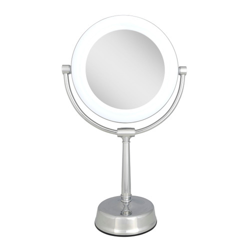 Zadro 12" Lexington LED Lighted Makeup Mirror with Magnification & Infinity Dimmer Touch Pad (Large | 12" x 20.75" | 10X/1X, Chrome)