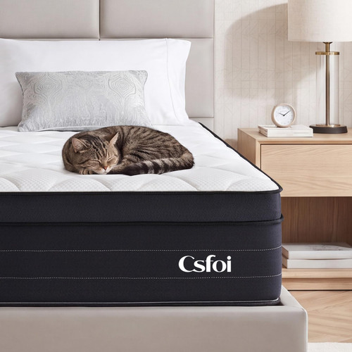 CSfoi Queen Mattress 12 Inch, Hybrid Memory Foam Colchone Mattress in a Box