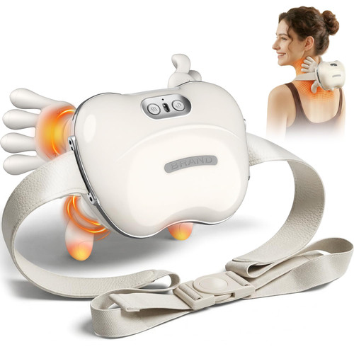 Wireless Neck Massager with Heat, Rechargeable Shiatsu Neck and Shoulder Massager for Pain Relief Deep Tissue, 4D Kneading Portable Back Massage with Simulated Human Hand Fingers for Muscle Relax Gift