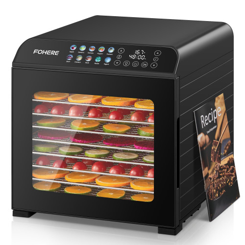 FOHERE Food Dehydrator, 10 Stainless Steel Trays with 7.5 ft² Drying Space