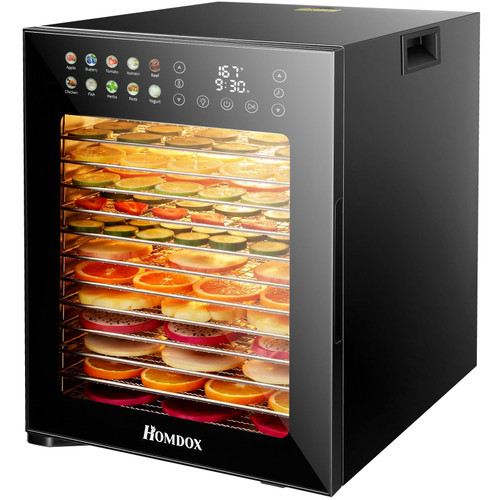 Homdox Food Dehydrator, 14 Stainless Steel Trays, 12.7 Sq Ft, 10 Presets