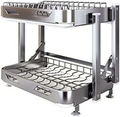 Stainless Steel Dish Drying Rack with Drain Board & Utensil Holder