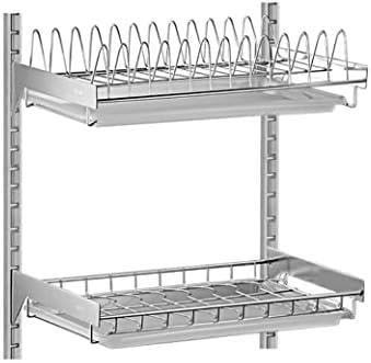 2-Tier Dish Drying Rack Wall Mounted Stainless Steel Drain Rack(2-Tier)