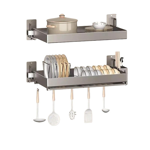 Dish Drying Rack - Wall Mounted 2 Tier Stainless Steel Kitchen Organizer