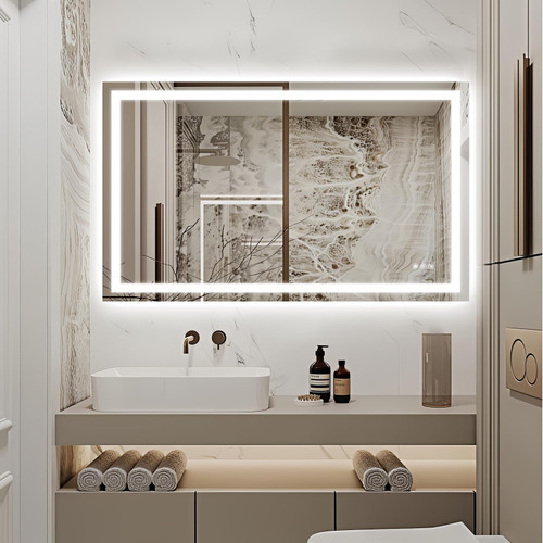 TheiaMo 40"x 24" Led Mirror for Bathroom with Front and Backlight