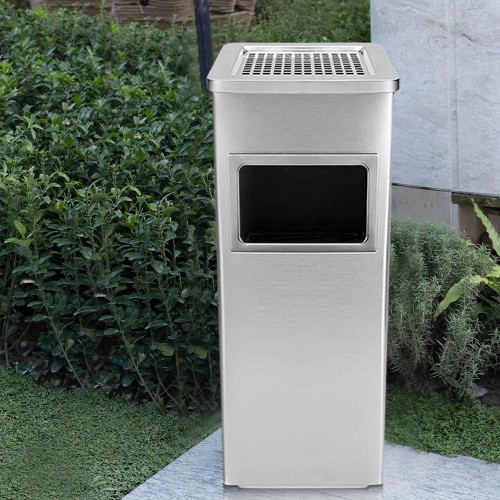 35L Stainless Steel Pedal Trash Can - Removable Waste Bin for Indoor/Outdoor Use, Sleek Silver Design, 24x24x60 cm - Perfect Kitchen & Garden Solution (1 PC)