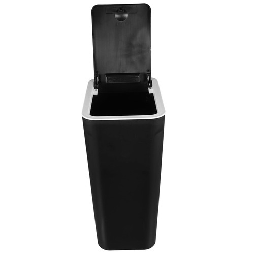 10L Black Trash Can with Lid - Durable PP Design, Sturdy Base, Ideal for Kitchen, Bathroom & Office - Stylish Waste Bin for Modern Home Decor
