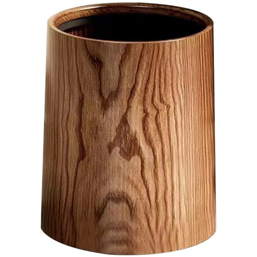 Eco-Friendly Modern Wood Grain Trash Can - Portable Waste Bin for Kitchen, Office, Bathroom & Laundry - Stylish Household Garbage Container
