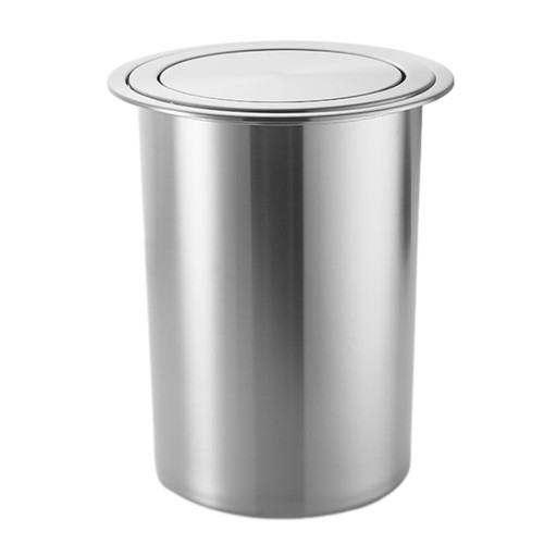 JTWWDM Built-in Round Stainless Steel Trash Can with Swivel Lid