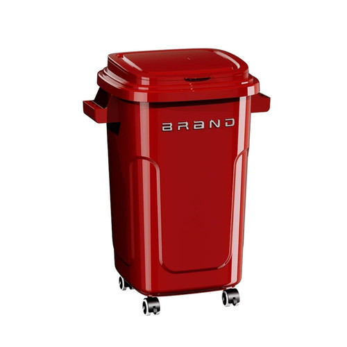 NUALLY Plastic Trash Can with Lid and Wheels for Kitchen, Large Garbage Bin