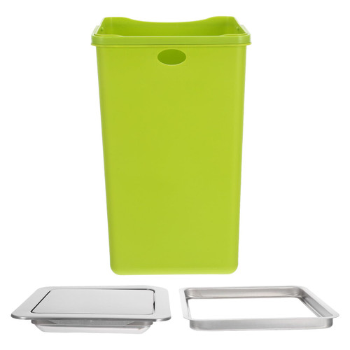 Stainless Steel Trash Can Embedded with Swing Lid for Kitchen Counters