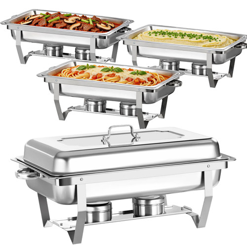 PRIJESSE 9QT Chafing Dish Set of 4, Buffet Servers and Warmer with Full Pan