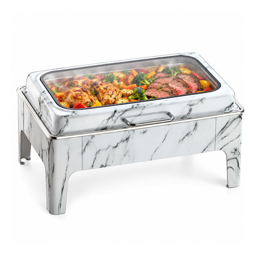 Buffet Chafing Dish, Stainless Steel Food Warmer, Glass Lid, 9L Pan