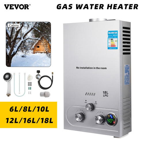VEVOR 6L/8L/10L/12L/16L/18L LPG Propane Gas Instant Hot Water Heater Boiler 