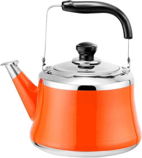 Stovetop Whistling Tea Kettle,1.1 Quart Small Stainless Steel Teapot with Folding for All Heat Sources,Yellow