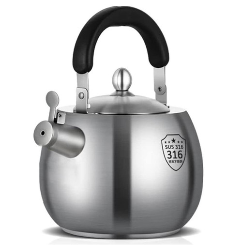 316 Stainless Steel Whistling Tea Kettle 6L Stove Top Hot Water Boiler