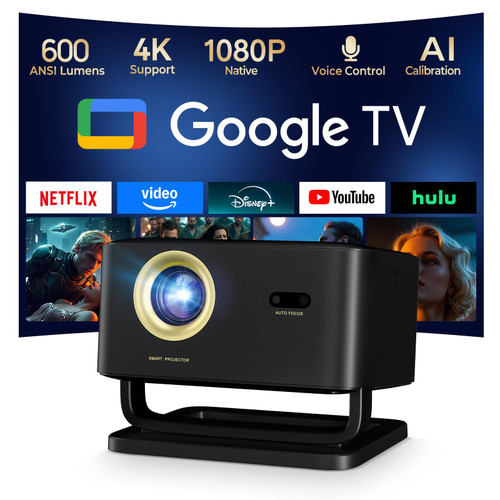 Google TV Smart Projector with Netflix,  4K Support Voice Control 15W Dolby