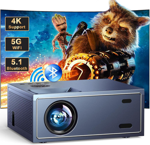 Projector with Wifi and Bluetooth, Outdoor Projector with Speaker for Home
