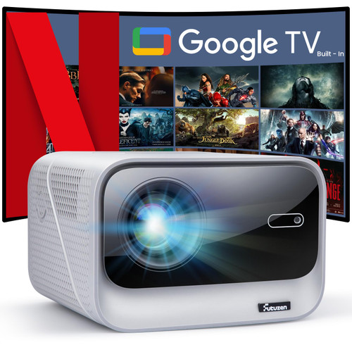 4K Google TV Projector, 1500 ANSI Lumens, 6D Auto Focus & Keystone, 20W Speakers Wifi and Bluetooth Projector for iPhone/Android,Outdoor Movie Projector for Netflix & YouTube, Supports 1000+ Apps