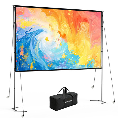 BENOISON 84inch Portable 16:9 4K HD Outdoor Projector Screen with Stand