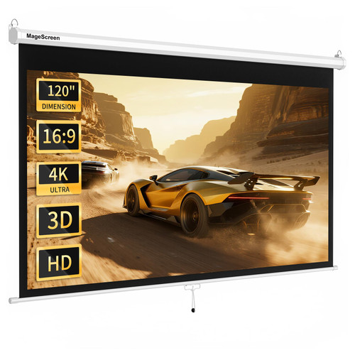 MageScreen 120" 16:9 Manual Projector Screen Pull Down
