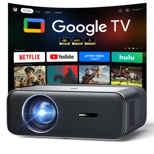 Google TV Smart Outdoor Projector, 4K Projector with WiFi and Bluetooth