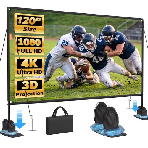 120 Inch Portable Projector Screen with Stand 4K Outdoor Movie Screen