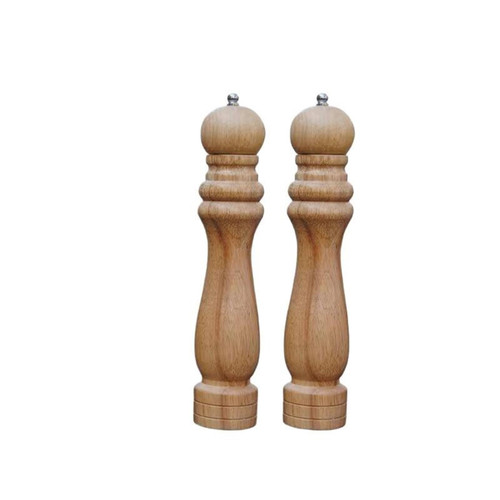 Manual Wooden Salt and Pepper Grinder Set, Hand Cranked Mill(2 Pieces 10 inch)