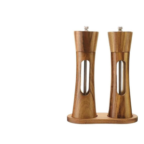Wood Salt and Pepper Grinder Set with Base(3Pcs With Base)