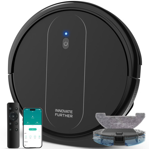 Robot Vacuum and Mop Combo: 5000Pa 3-in-1 Robot Vacuum Cleaner with Alexa＆APP Control, Intelligent Navigation, Self-Charging Robotic Vacuum for Pet Hair, Hard Floors & Carpets, Quiet and Slim, Black