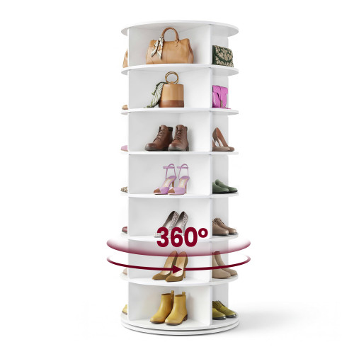 VASAGLE 7-Tier Rotating Shoe Rack Tower, Free Standing