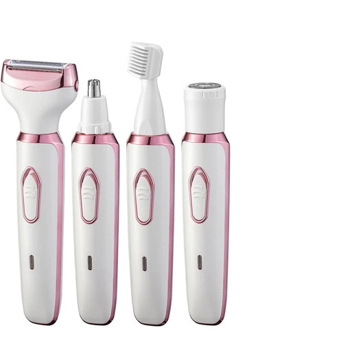 4 in 1 Electric Epilator Painless Bikini Eyebrow Nose for Women Facial Hair Removal Trimmer Face Body Female Shaver Depilator(White)