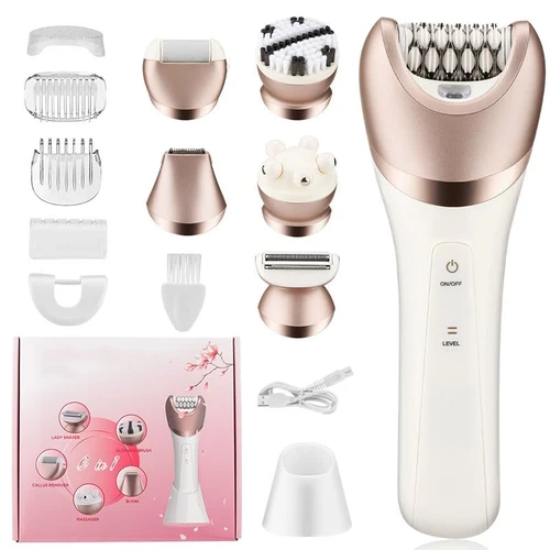 QDKVTNDJZ Epilator Hair Removal for Women, 6-in-1 Cordless & Rechargeable Lady Electric Shaver, Waterproof Hair Trimmer Device Wet and Dry Bikini Trimmer for Face Arm Leg Armpit