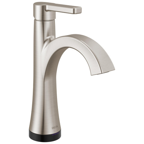 Delta Lineax Touchless Bathroom Faucet 1-Hole with Touch On Technology, Brushed Nickel Single Hole Bathroom Sink Faucet, Metal Push-Pop Drain, Stainless 562T-SS-DST