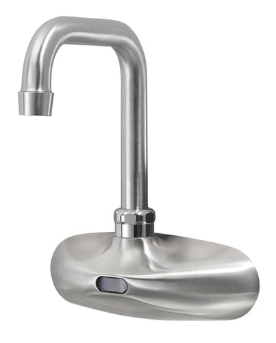 FSE 373-KR-16-670 Royal Series Wall Mount Electronic Sensor Faucet, Infrared, 4" Centers, 4-1/2" Double Bend Spout, Battery Powered, Satin Finish, Mechanical Mixing Valve