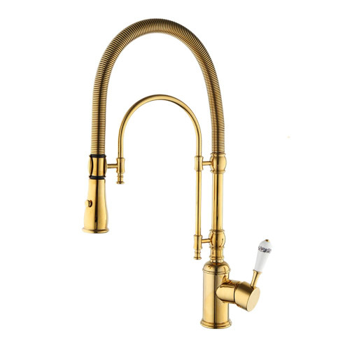 PENGKTXXY den Plated Kiten Faucet Swivel Vessel Sink Faucet W/Pull Down 2 Ways Spring Spray Nickel Brushed Washbasin Mixer Tap,den Plated