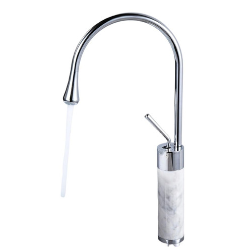 Modern Single Handle Bathroom Faucet - Tall Swivel Spout Brass Sink Tap for Kitchen & Basin - Hot & Cold Water Mixer - Sleek Silver Finish